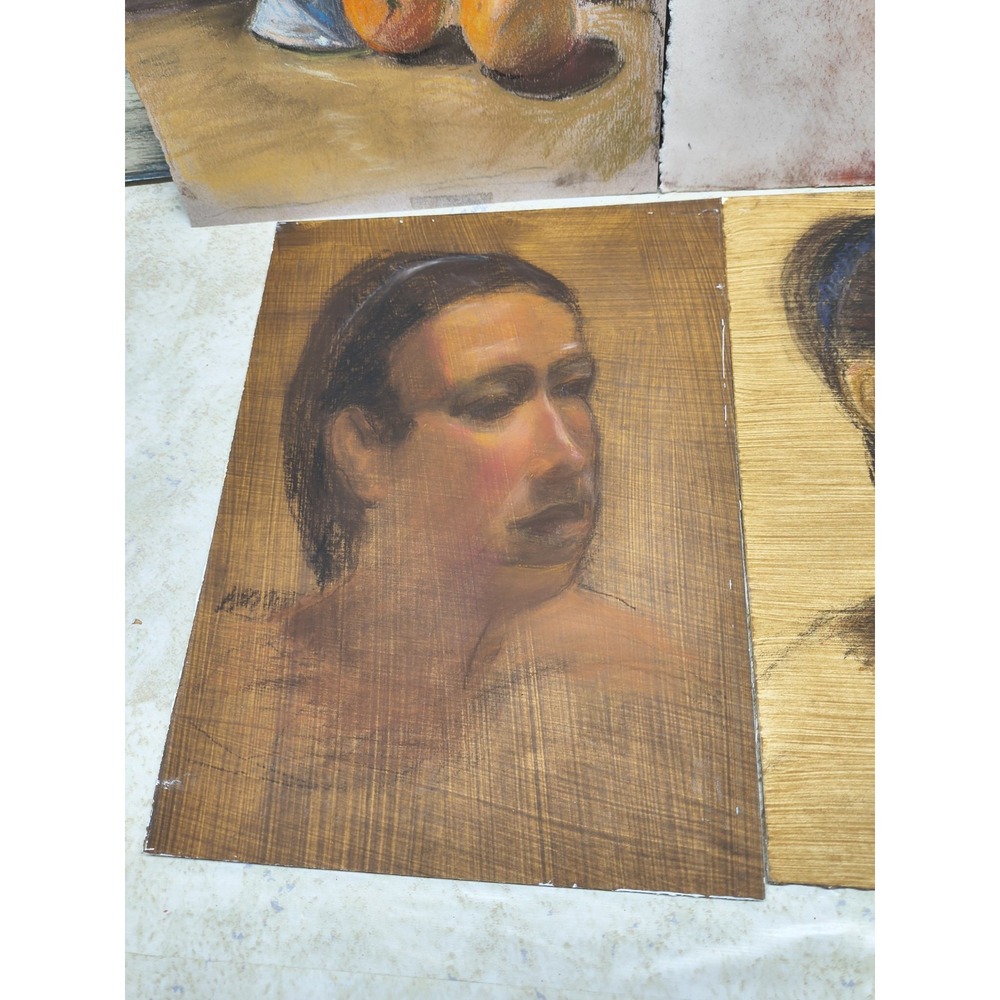 Lot Of 4, Original Oil Painting On Paper Portrait And Nude - Picture 3 of 8